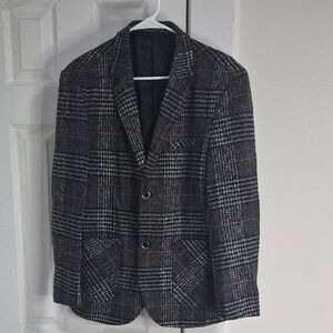 SHEIN Charcoal and White Checkered Blazer